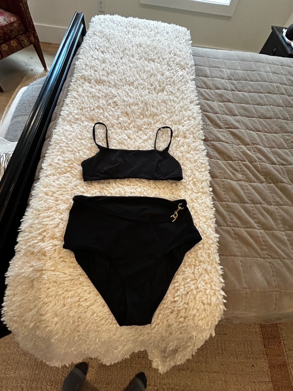 TORY BURCH BLACK WOMEN'S BIKINI TOP BOTTOM SMALL S